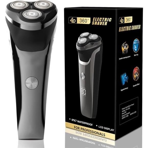 Mens Electric Razor,Rechargeable withBeard Trimmer, LCD Display,Wet & Dry